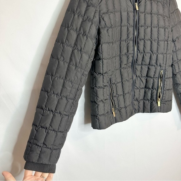 J. Crew Black Quilted Down Filled Gold Embellished Zip Up Jacket Coat Women’s XS - Picture 2 of 14